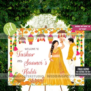 Haldi Welcome Sign: Indian Wedding Decor (Digital Download)