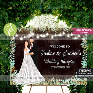 Indian Reception/Engagement sign, Reception Welcome Sign, Indian Wedding Sign, Indian Couple Dinner party sign, Indian Cocktail party sign