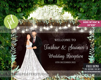 Indian Reception/Engagement sign, Reception Welcome Sign, Indian Wedding Sign, Indian Couple Dinner party sign, Indian Cocktail party sign