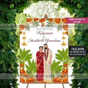 South Indian Wedding Welcome Sign: Customizable Kalyanam (Digital Download)