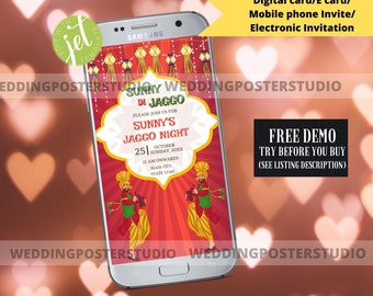 Jaggo Night phone invite, Punjabi wedding Week digital Invite, Sikh Wedding Invite, Jago Invites, Maiyan Invite, Punjabi wedding Invite