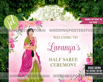 Half Saree Ceremony Welcome Sign: South Indian Decor (Digital Download)
