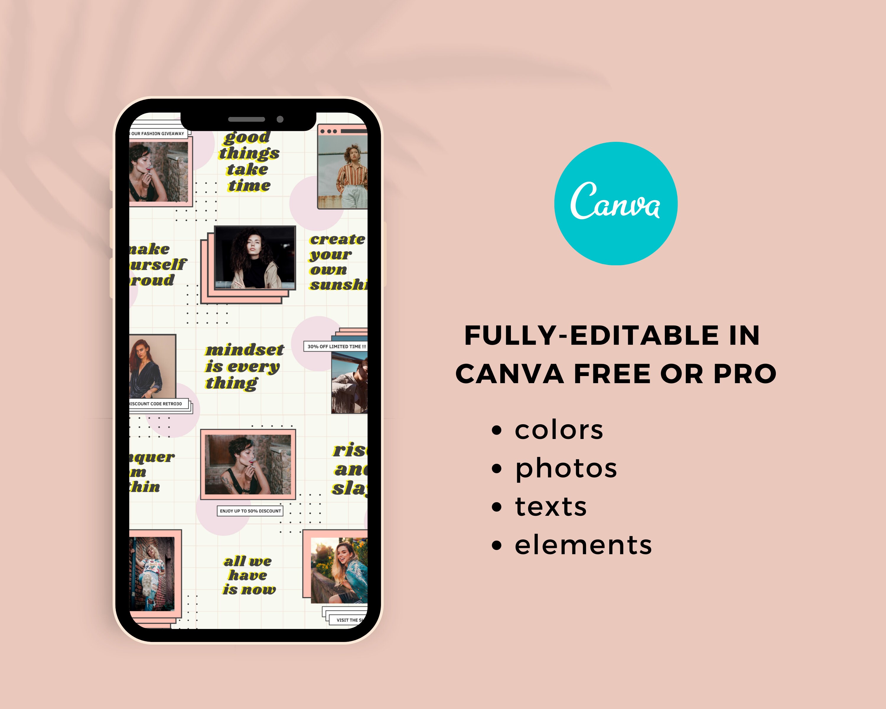  Instagram Puzzle Canva Template Blogger Template Girlboss Etsy