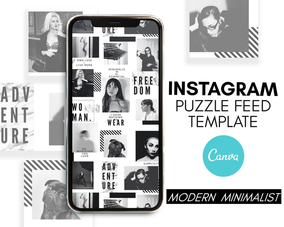 Minimal Instagram Puzzle Canva Template Minimalist Instagram - Etsy