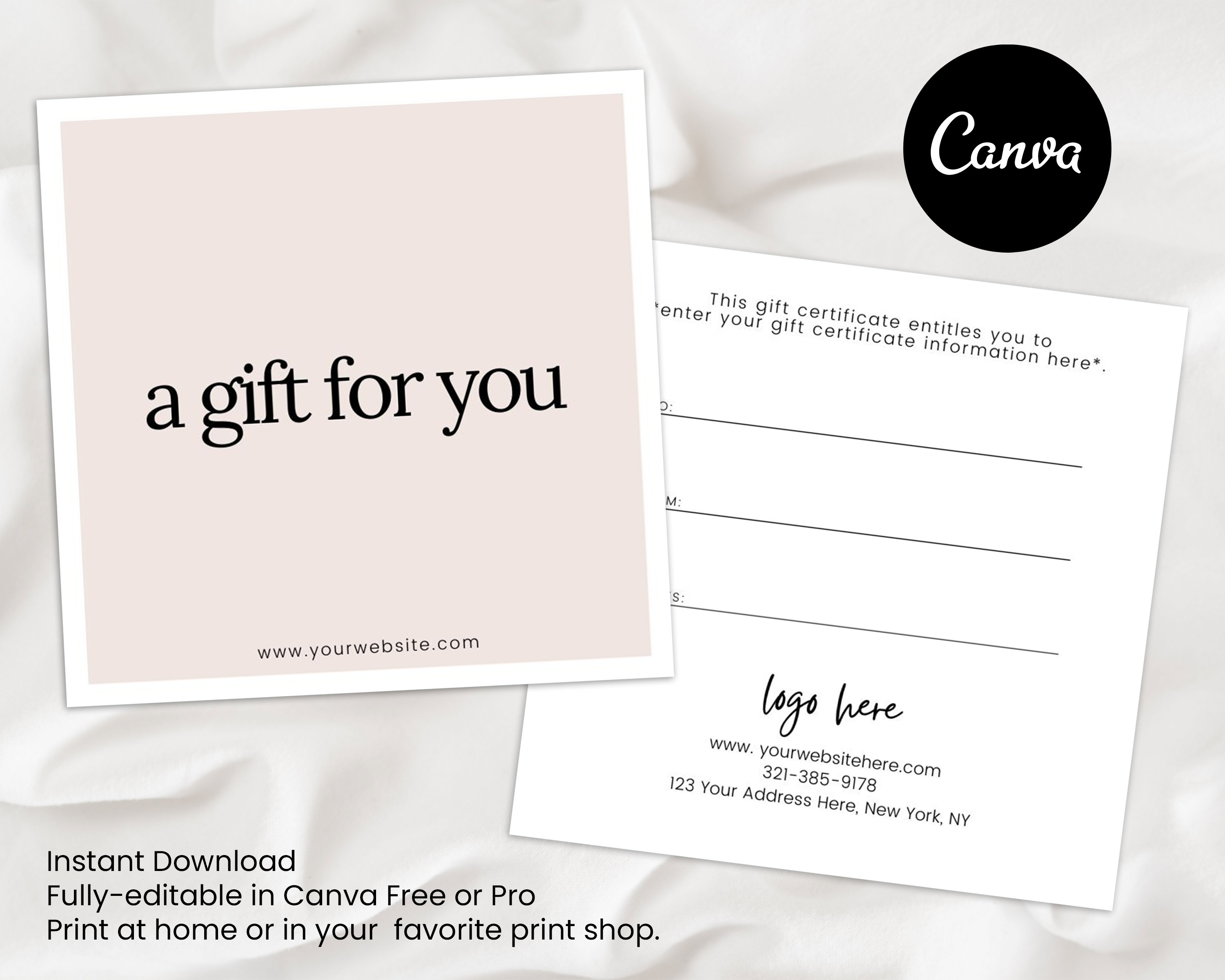 Etsy Gift Card Gift Certificate Template Editable Gift Card Etsy