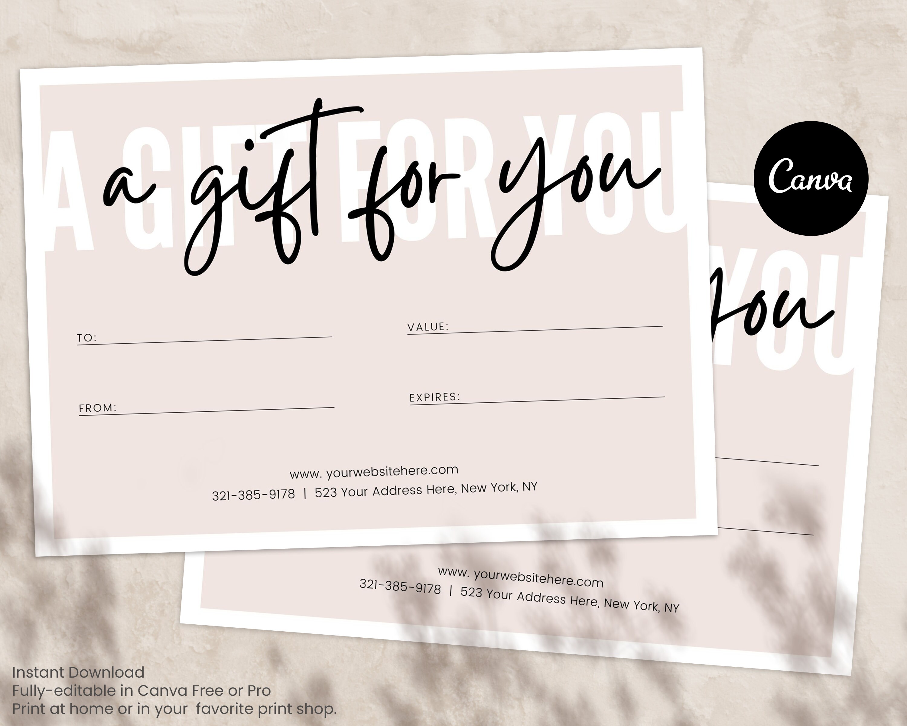 Gift Certificate Template Gift Card Etsy Gift Card Thank Etsy