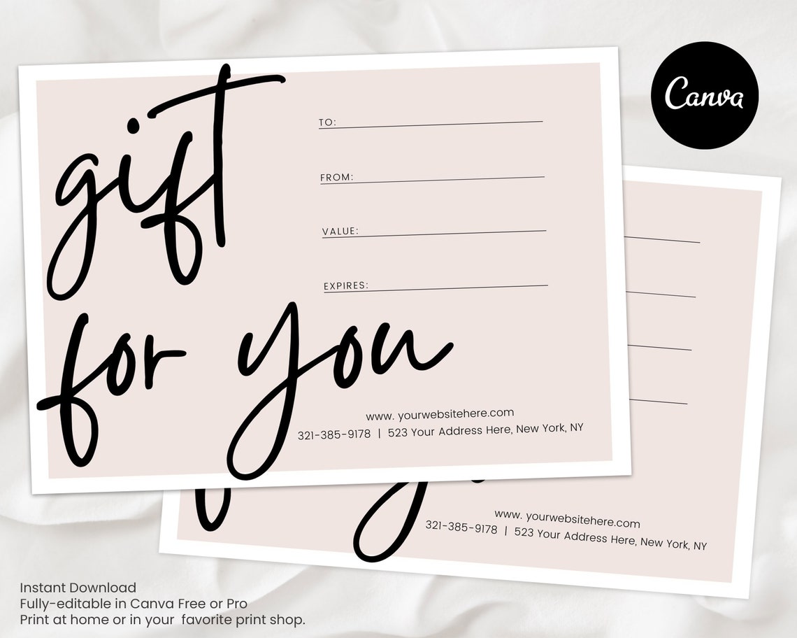 Gift Certificate Template Gift Card Etsy Gift Card Thank - Etsy