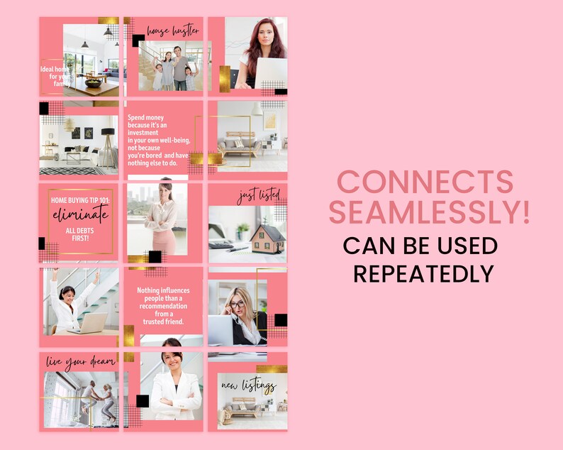 Pink Instagram Puzzle Template Real Estate Instagram Etsy