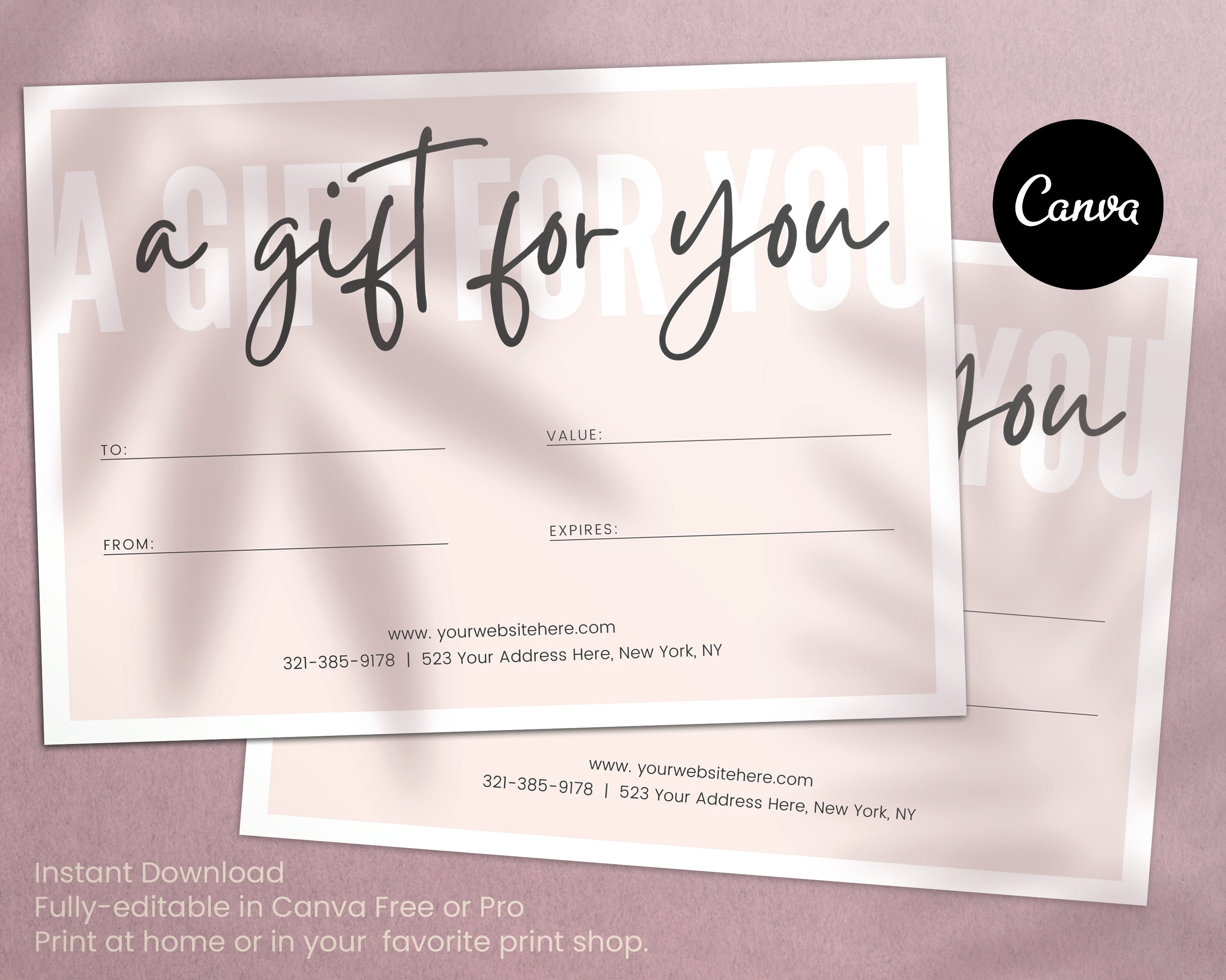 Gift Certificate Template Gift Card Etsy Gift Card Thank Etsy