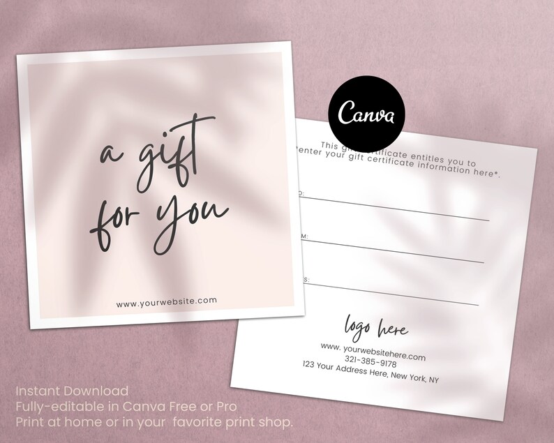 Etsy Gift Card Gift Certificate Template Editable Gift Card Etsy