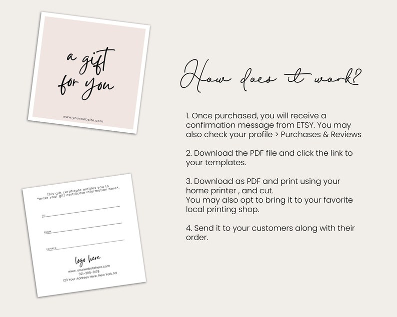 Etsy Gift Card Gift Certificate Template Editable Gift Card Etsy