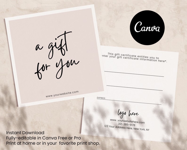 Etsy Gift Card Gift Certificate Template Editable Gift Card Etsy