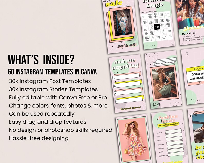 Instagram Templates Canva Instagram Posts Instagram Stories - Etsy