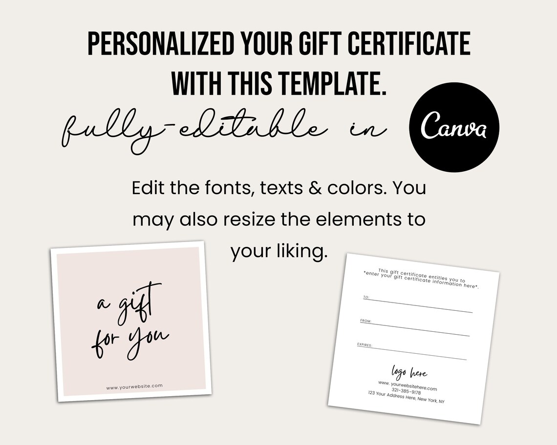 Etsy Gift Card Gift Certificate Template Editable Gift Card Etsy