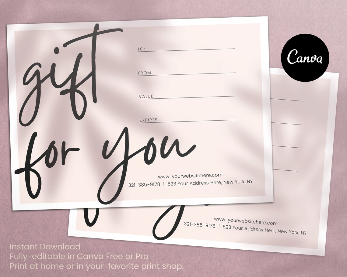 Gift Certificate Template Gift Card Etsy Gift Card Thank Etsy
