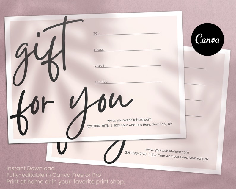 Gift Certificate Template Gift Card Etsy Gift Card Thank Etsy