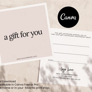 Etsy Gift Card Gift Certificate Template Editable Gift Card - Etsy