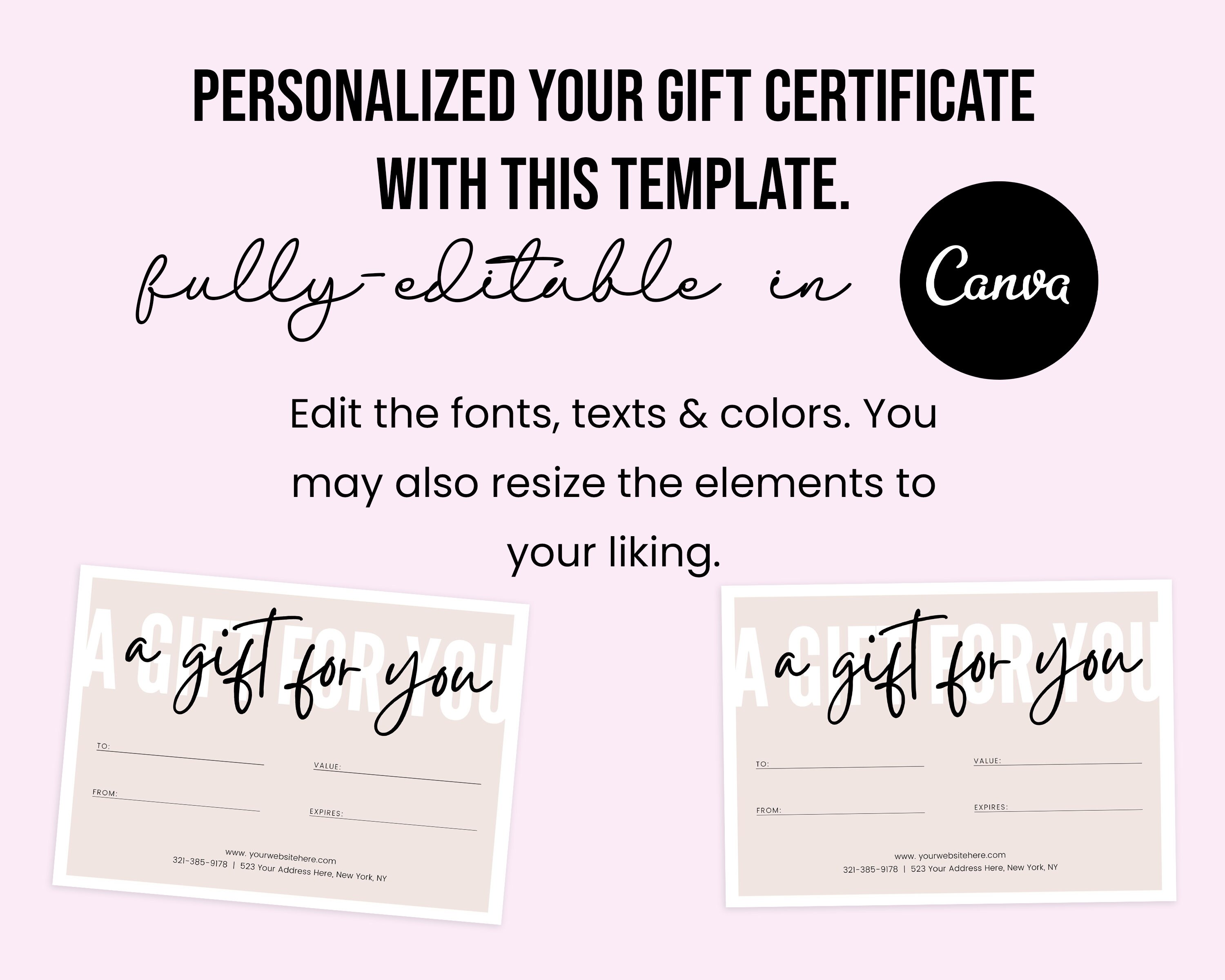 Gift Certificate Template Gift Card Etsy Gift Card Thank Etsy