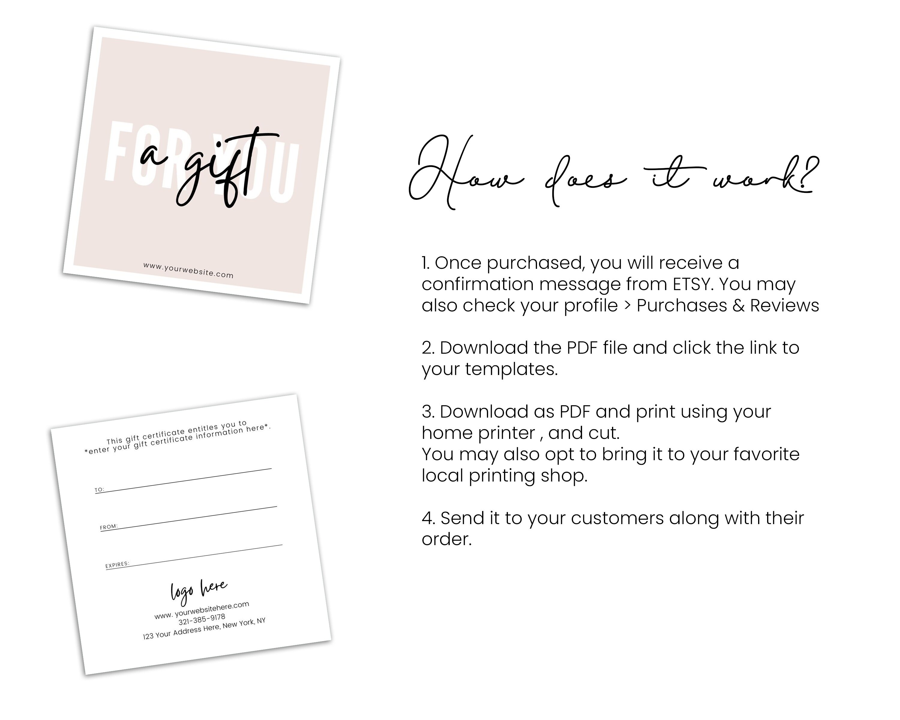 Etsy Gift Card Gift Certificate Template Editable Gift Card - Etsy