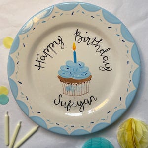 Hand-Painted Birthday Plate | Cupcake Design, Personalized Keepsake (9 Inch)