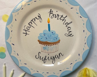 Personalised Birthday Plate | 9 Inch Plate | Hand Painted Keepsake Gift | Celebration Plate | Custom Birthday Gift | 1st Birthday |