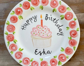 Happy Birthday Plate | Personalised Plate | Hand-Painted Plate |Celebration Plate | Birthday Plate | Party Plate | Cake Plate