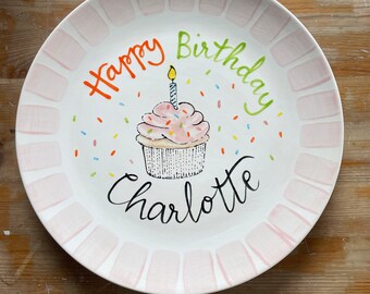 Happy Birthday Plate | Personalised Plate | Hand-Painted Plate |Celebration Plate | Birthday Plate | Party Plate | Cake Plate