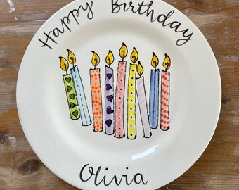 Happy Birthday Plate | Personalised Plate | Hand-Painted Plate |Celebration Plate | Birthday Plate | Party Plate | Cake Plate