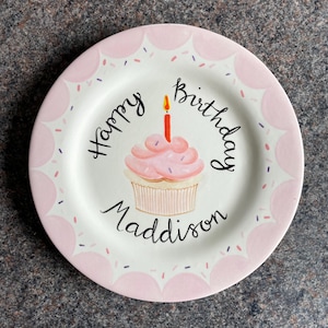 Personalisierte Geburtstagsteller | 23cm Platte | Handgemaltes Andenken | Feier-Teller | Benutzerdefinierte Geburtstagsgeschenk | 1.Geburtstag