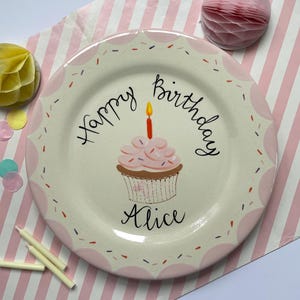 Hand-Painted Birthday Plate | Personalized Cupcake Keepsake, 9 Inch
