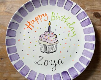 Happy Birthday Plate | Personalised Plate | Hand-Painted Plate |Celebration Plate | Birthday Plate | Party Plate | Cake Plate