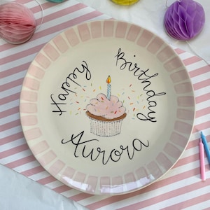 Personalisierte Geburtstagsteller | 10-Zoll-Platte | Handgemaltes Andenken | Feier-Teller | Benutzerdefinierte Geburtstagsgeschenk | 1.Geburtstag