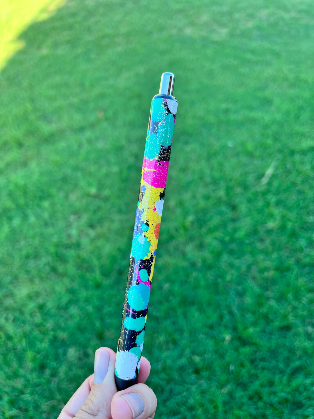 Paint Splatter Gel Pen Resin Pen Paint Splatter Glitter Resin Papermate Inkjoy Etsy