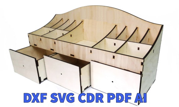 Wood Projects Plans Cnc Wood Desk Organizer Box Cdr Files For Etsy