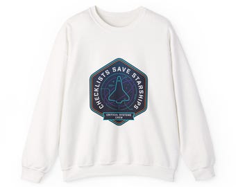 Checklist Crewneck Sweatshirt | space survival mission patch, hard sci‑fi exploration