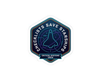 Checklist Crew Mission Patch Kiss-Cut Stickers | hard sci‑fi, space survival