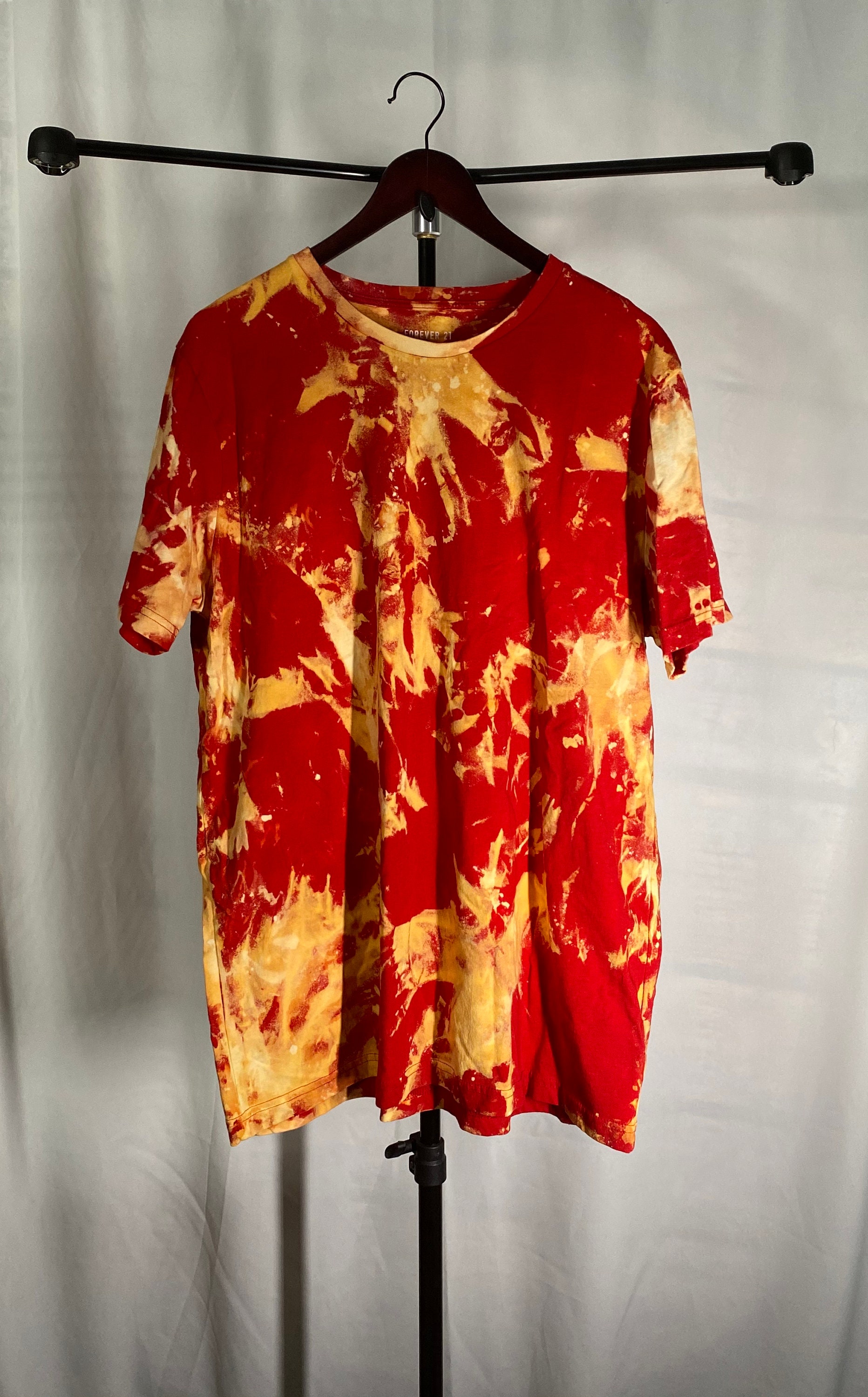 Plain Red Bleach Dyed T Shirt