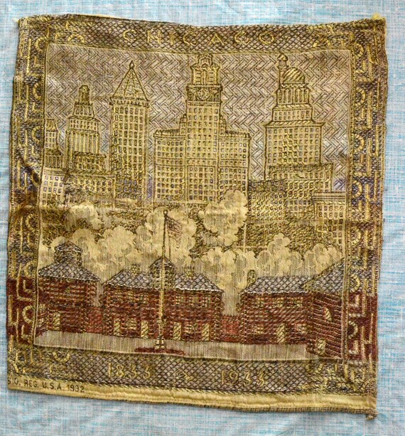 1933 Chicago World S Fair Tapestry Log Cabins To Etsy