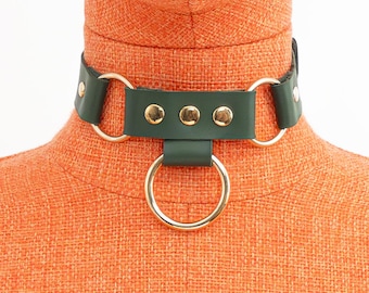 Leder Choker Halsband mit 3 O-Ringen Personalisierter Lederschmuck