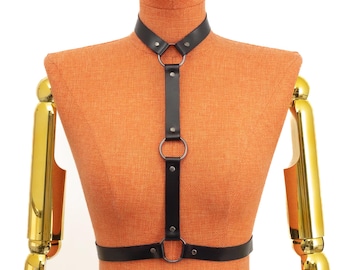 Handmade Leather Choker Harness Bondage Gear for Women