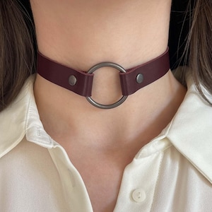 Leder Choker mit O-Ring, Gothic Halsband