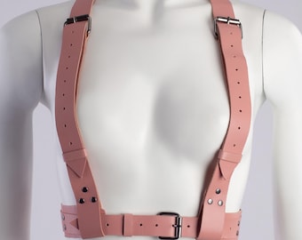 Leather Wide Reversible Chest Harness for Women