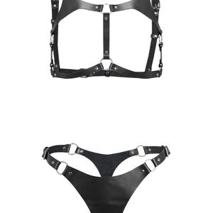 Leather Thong and Open Chest Bra image 5