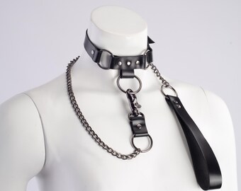 Collier Ras De Cou En Cuir – Fait Main En France – Réglable Et Robuste – Style Domination BDSM – Unisexe