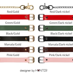 Banner showing combinations of leather colors and hardware. Various color and hardware options for your preferences.