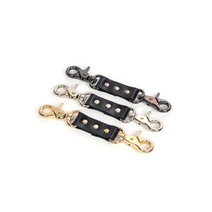 Leather Connectors with Carabiners for BDSM Cuff Quick-Release