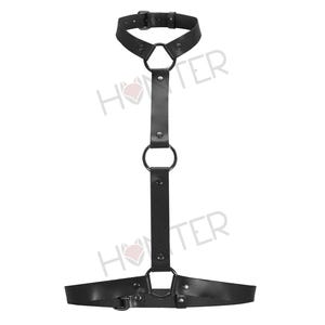 Leather Handmade Choker Harness Leather Body Bondage Waist Belt Strap, Leather Neck Collar Wrist Cuffs Black Restraint Bondage Mature