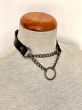 Black Custom Leather Choker With Name, Choker with Chain and O-ring, Slip Chain Choker Necklace with O-ring Handmade Goth Punk Custom Size product logo