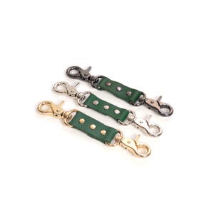 Leather Connectors with Carabiners for BDSM Cuffs Quick-Release Fixation