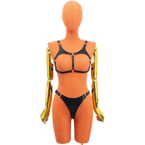 Leather Thong and Open Chest Bra image 9
